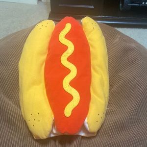 EUC (worn once) dog hotdog costume. cute!!! Will fit a small dog, about 15-20 lb